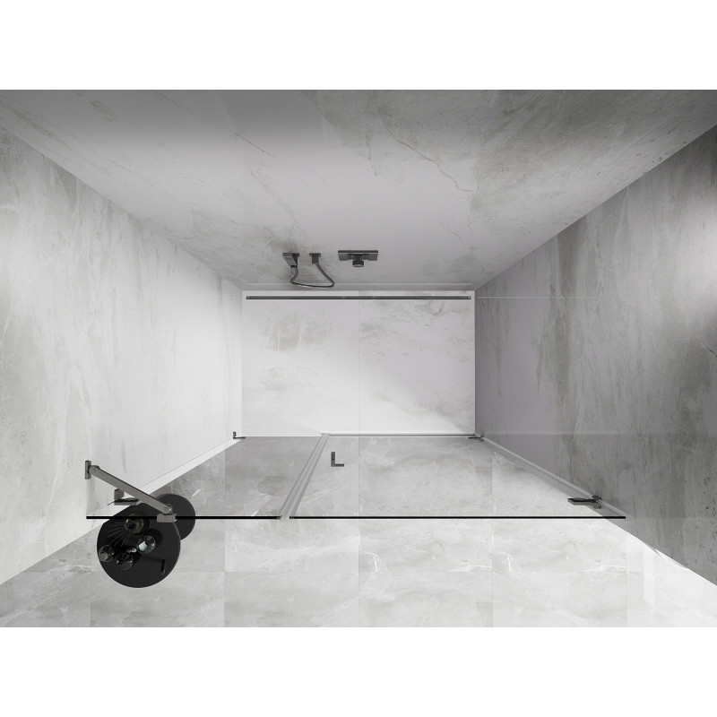 Mexen Lunar-B porte de douche pivotante droite 140 cm, transparent, nickel brossé - 832S-140-050-97-00-P