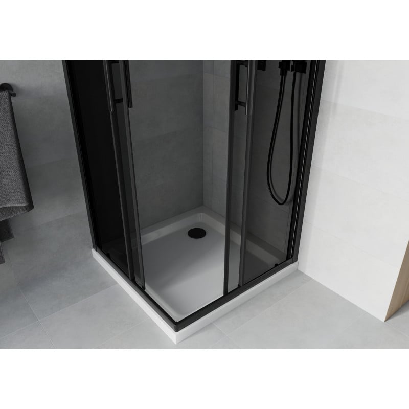 Mexen Rio cabine de douche carrée 70 x 70 cm, graphite, noir + bac Flat, blanc - 860-070-070-70-40-4010B