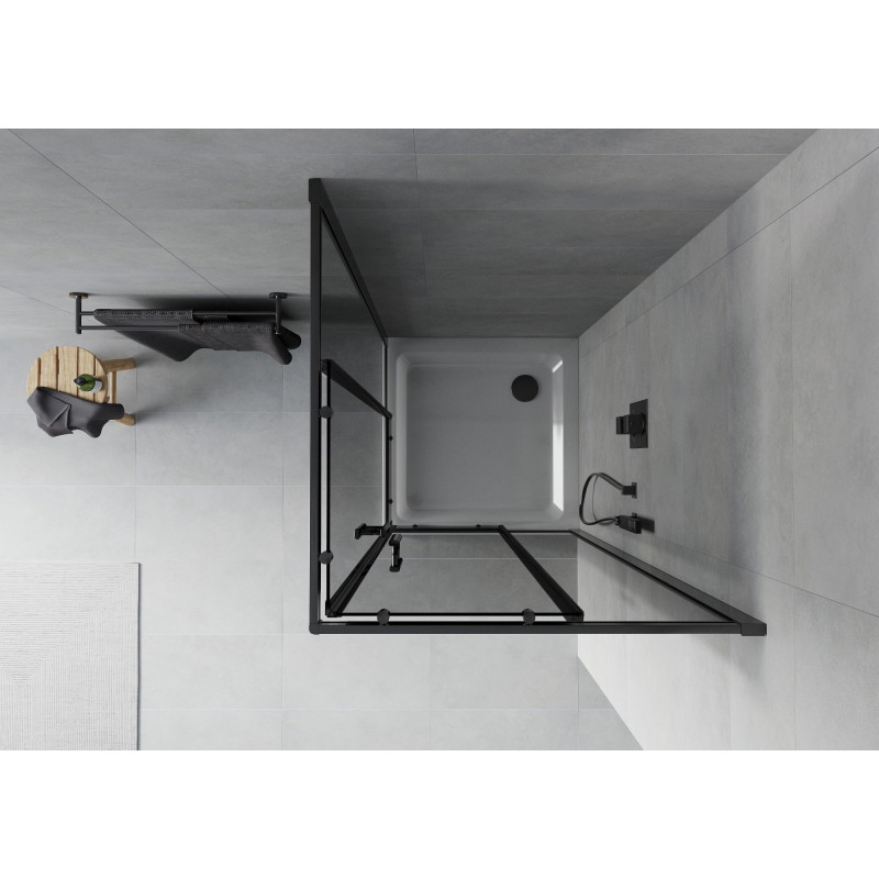 Mexen Rio cabine de douche carrée 70 x 70 cm, graphite, noir + receveur Flat, blanc - 860-070-070-70-40-4010B