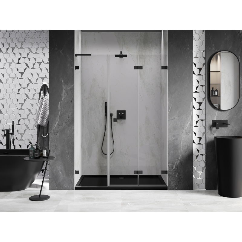 Mexen Lunar-F L porte de douche pliable droite 135 cm, transparent, noir - 836SL-135-050-70-00-P