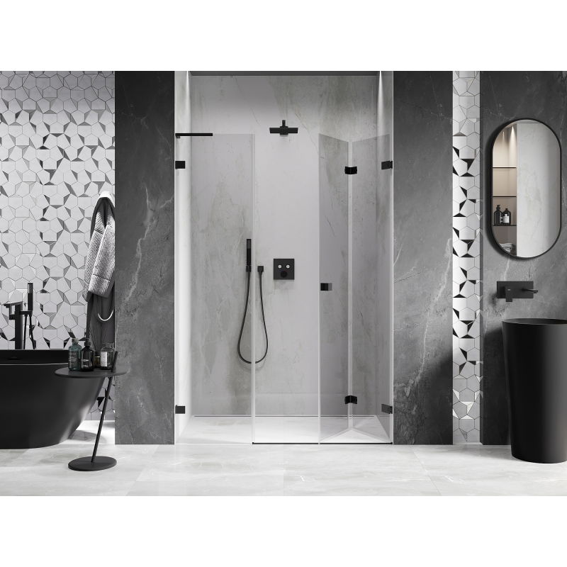 Mexen Lunar-F L porte de douche pliantes droite 140 cm, transparent, noir - 836SL-140-050-70-00-P