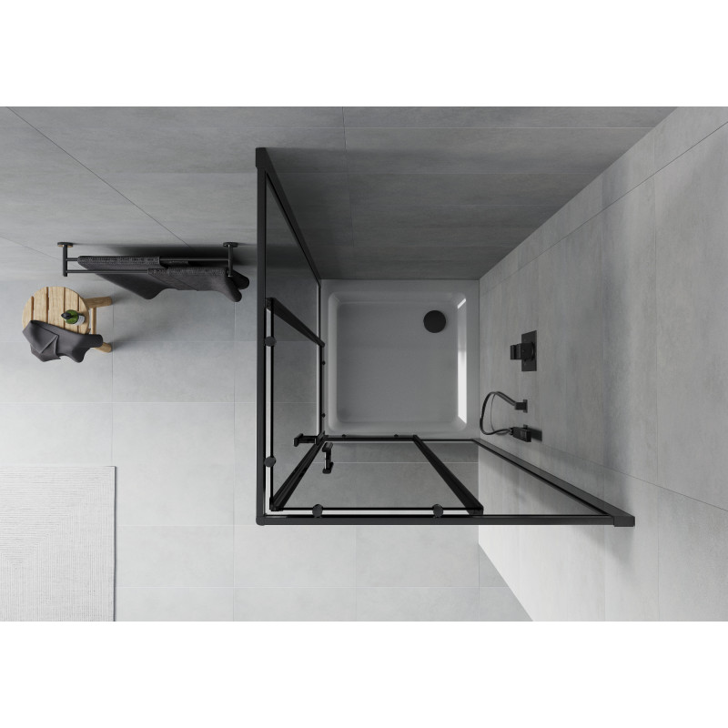Mexen Rio cabine de douche carrée 80 x 80 cm, graphite, noir + receveur Flat, blanc - 860-080-080-70-40-4010B