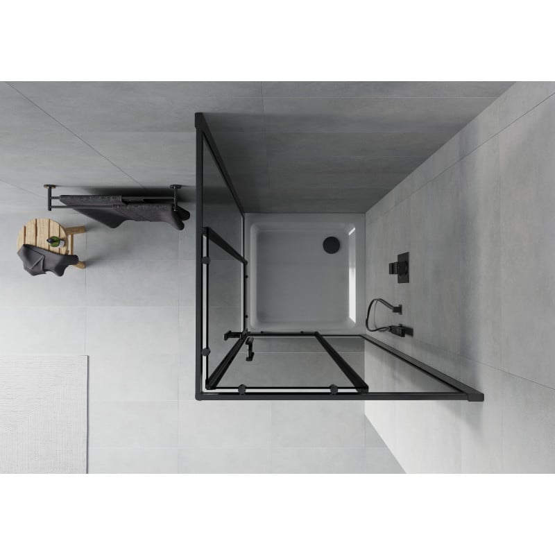 Mexen Rio cabine de douche carrée 80 x 80 cm, graphite, noire + receveur plat, blanc - 860-080-080-70-40-4010B