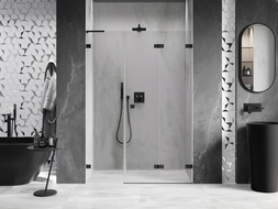 Mexen Lunar-F L porte de douche pliante droite 145 cm, transparent, noir - 836SL-145-050-70-00-P