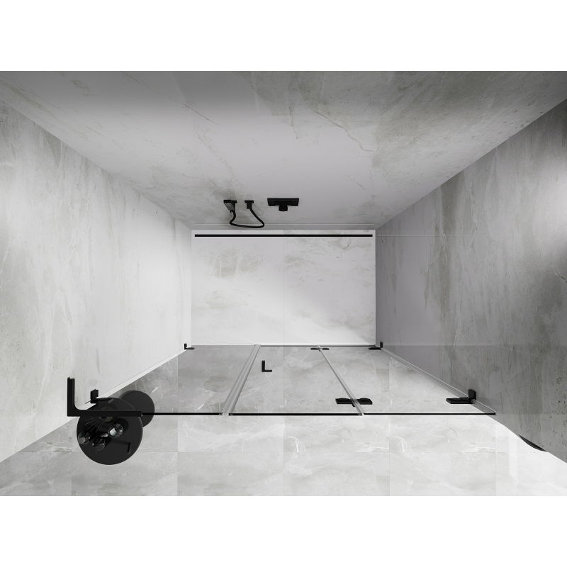 Mexen Lunar-F L porte de douche pliable droite 150 cm, transparent, noir - 836SL-150-050-70-00-P