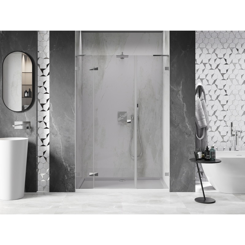 Mexen Lunar L porte de douche pivotante gauche 125 cm, transparent, chrome - 834SL-125-050-01-00-L