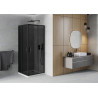 Mexen Rio cabine de douche carrée 90 x 90 cm, graphite, noire + receveur Flat, blanc - 860-090-090-70-40-4010B