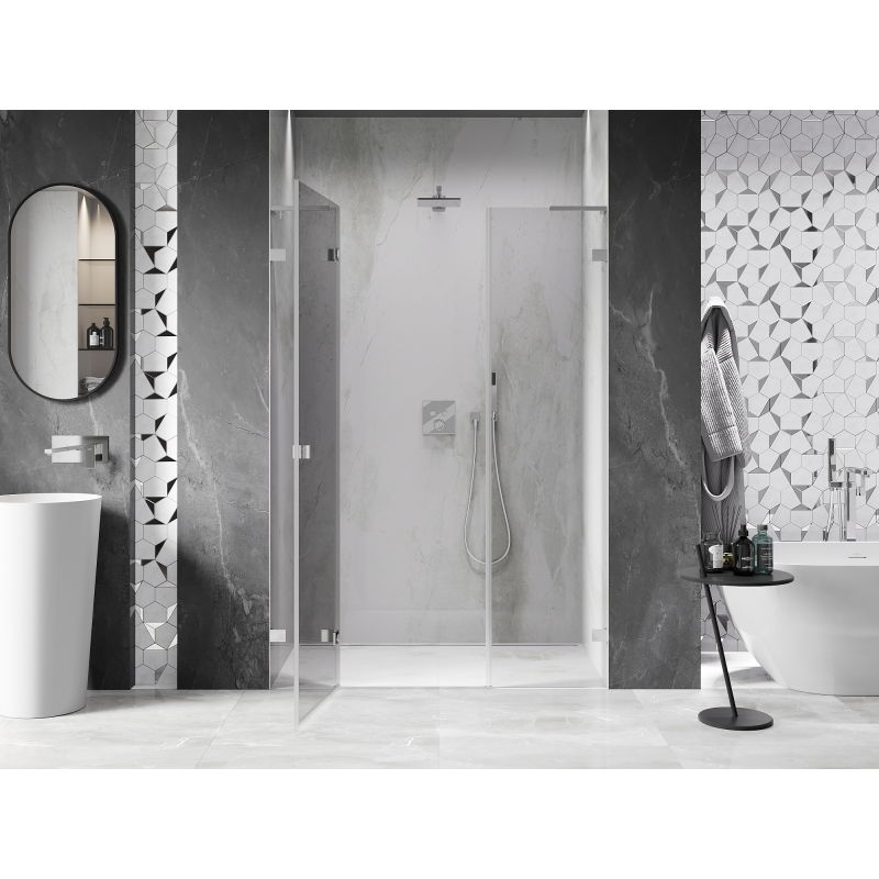 Mexen Lunar L porte de douche pivotante à gauche 145 cm, transparent, chrome - 834SL-145-050-01-00-L