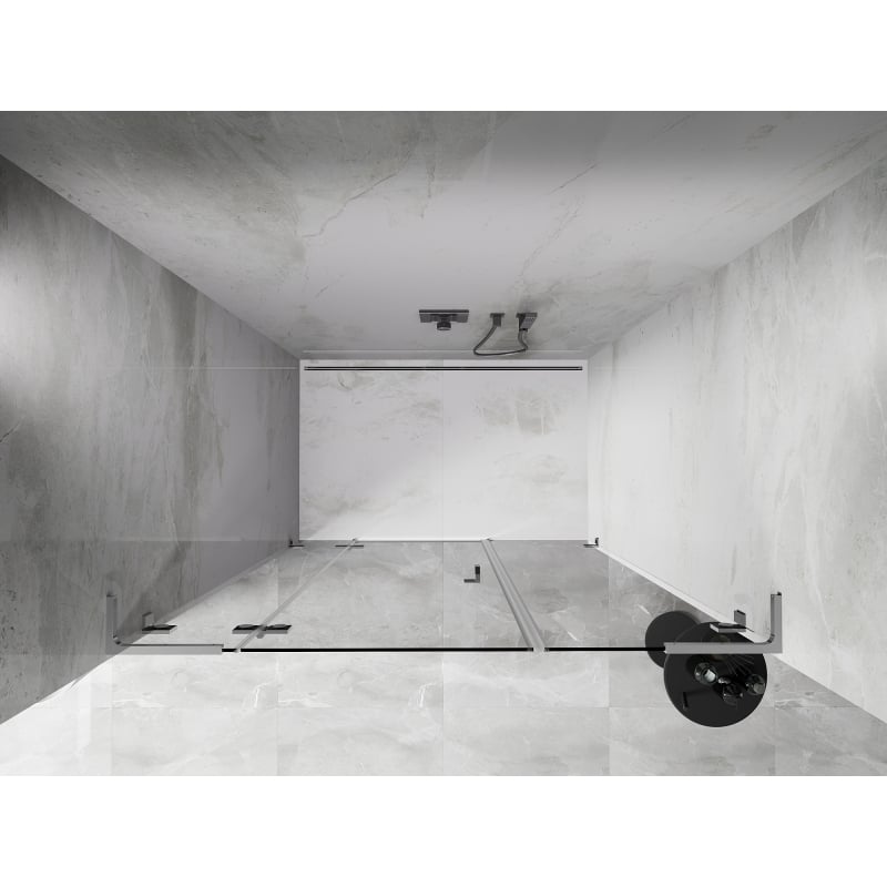 Mexen Lunar L porte de douche pivotante gauche 155 cm, transparent, chrome - 834SL-155-050-01-00-L