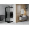 Mexen Rio cabine de douche carrée 80 x 80 cm, bandes noires, noir + receveur Flat, noir - 860-080-080-70-20-4070B