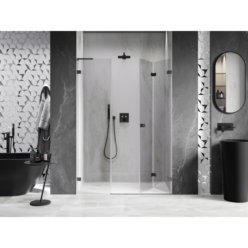 Mexen Lunar-F L porte de douche pliante droite 145 cm, transparent, gun metal - 836SL-145-050-95-00-P