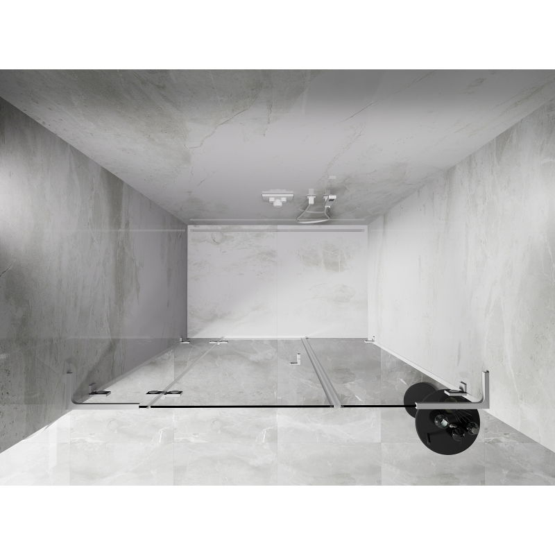 Mexen Lunar L porte de douche pivotante gauche 120 cm, transparent, blanc - 834SL-120-050-20-00-L