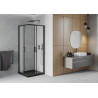 Mexen Rio cabine de douche carrée 80 x 80 cm, givré, noire + receveur Flat, noir - 860-080-080-70-30-4070B