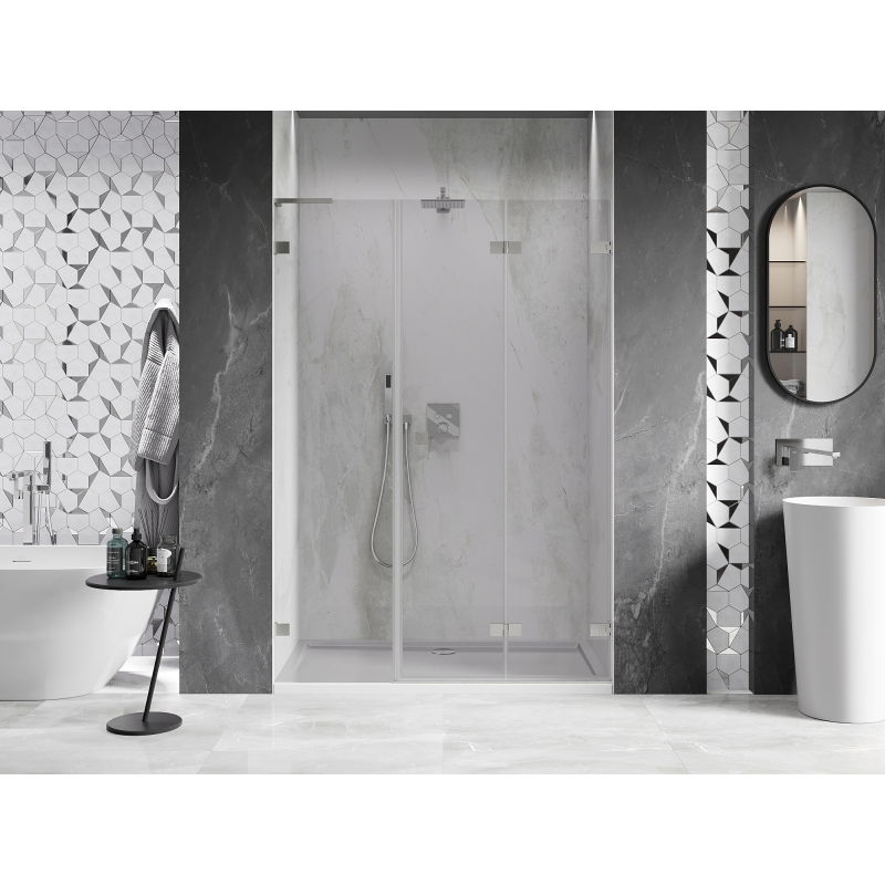 Mexen Lunar-F L portes de douche pliantes droites 130 cm, transparent, nickel brossé - 836SL-130-050-97-00-P