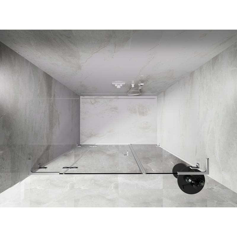 Mexen Lunar L porte de douche pivotante gauche 130 cm, transparent, blanc - 834SL-130-050-20-00-L