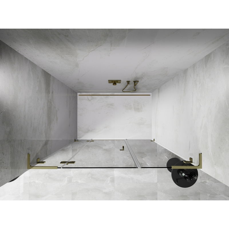 Mexen Lunar L porte de douche pivotante gauche 120 cm, transparent, doré - 834SL-120-050-50-00-L