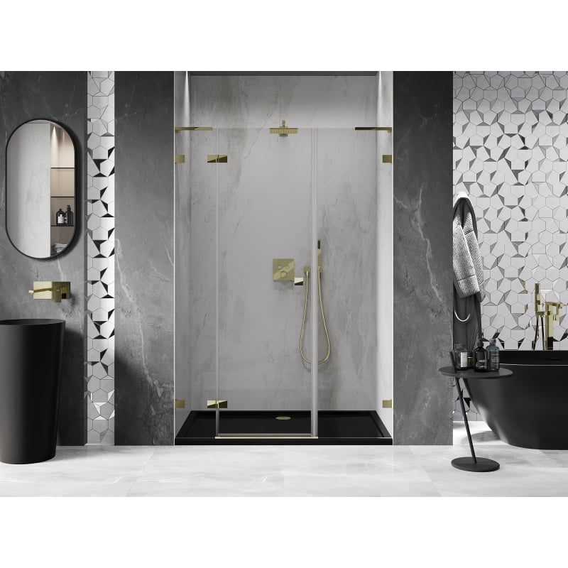 Mexen Lunar L porte de douche pivotante gauche 135 cm, transparent, doré - 834SL-135-050-50-00-L