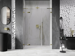 Mexen Lunar L porte de douche pivotante gauche 145 cm, transparent, or - 834SL-145-050-50-00-L