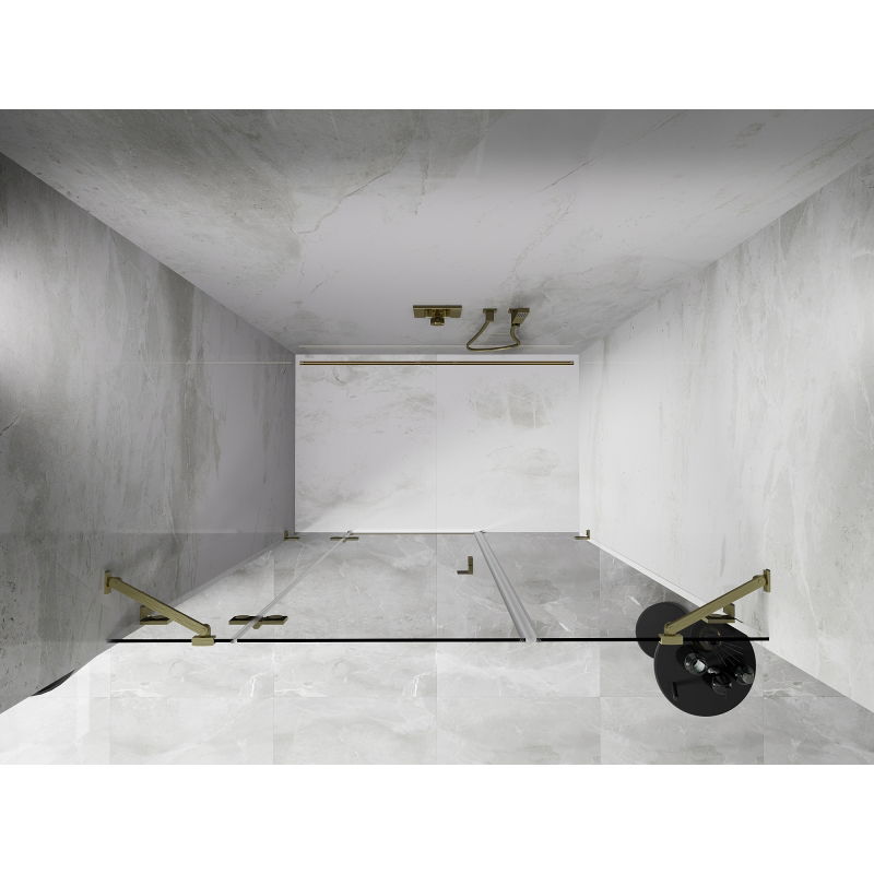 Mexen Lunar porte de douche battante gauche 125 cm, transparent, doré brossé - 834S-125-050-55-00-L