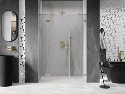Mexen Lunar portes de douche pivotantes gauches 135 cm, transparentes, doré brossé - 834S-135-050-55-00-L
