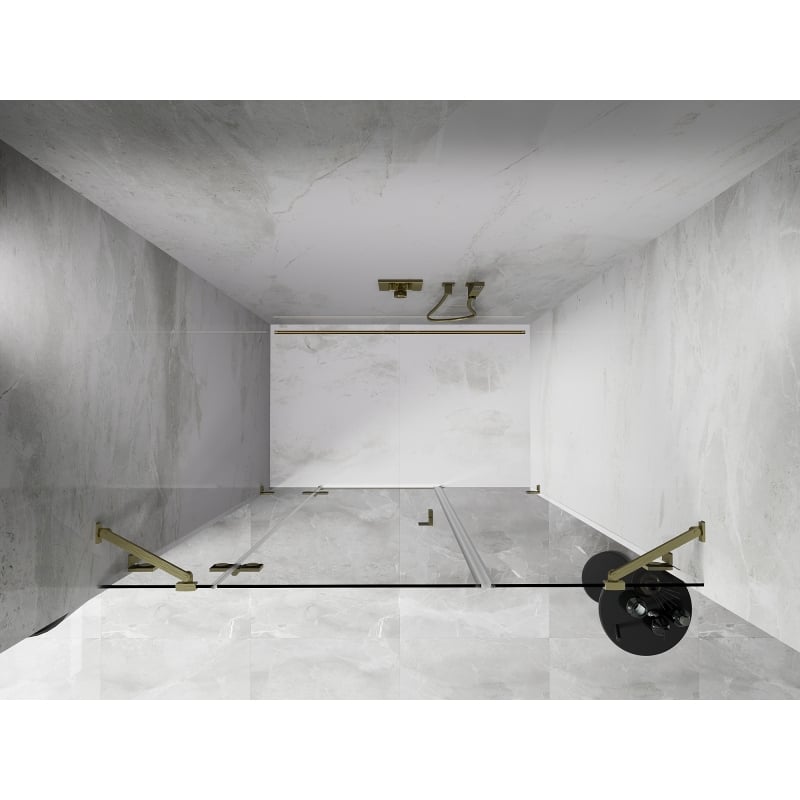 Mexen Lunar porte de douche pivotante gauche 160 cm, transparent, or brossé - 834S-160-050-55-00-L