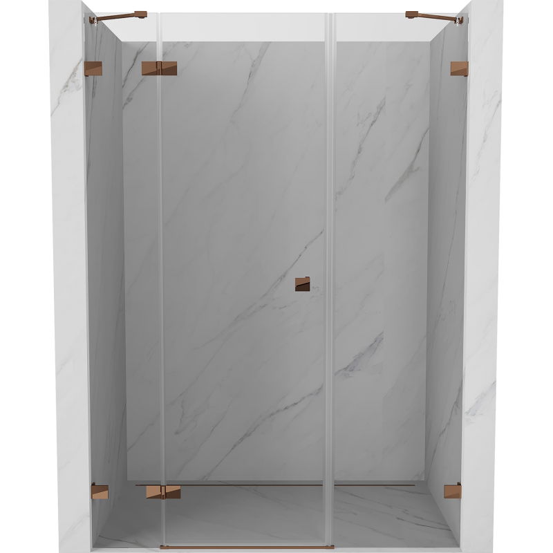 Mexen Lunar porte de douche pivotante gauche 140 cm, transparent, or rose - 834S-140-050-60-00-L