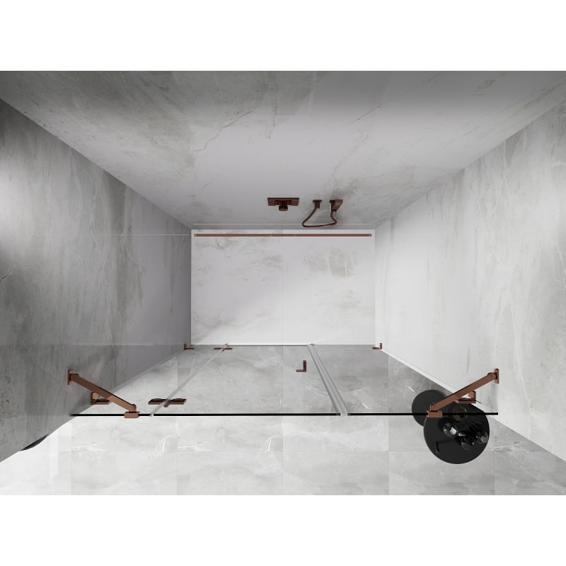 Mexen Lunar porte de douche pivotante gauche 145 cm, transparent, or rose - 834S-145-050-60-00-L