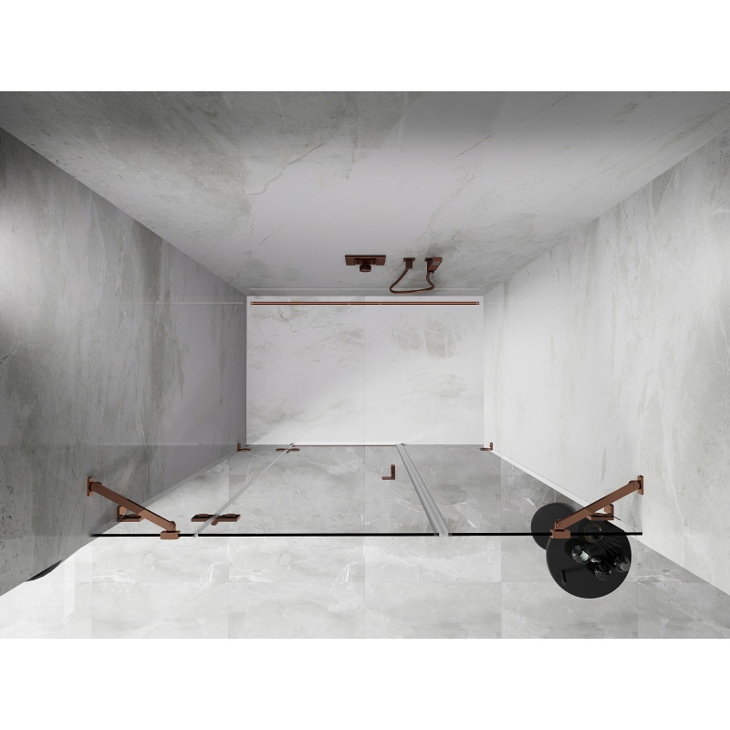 Mexen Lunar porte de douche pivotante gauche 150 cm, transparent, or rose - 834S-150-050-60-00-L