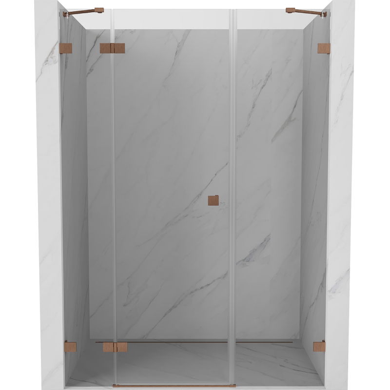 Mexen Lunar porte de douche pivotante gauche 160 cm, transparent, cuivre brossé - 834S-160-050-65-00-L