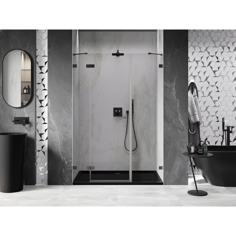 Mexen Lunar porte de douche pivotante gauche 130 cm, transparent, gris canon brossé - 834S-130-050-66-00-L