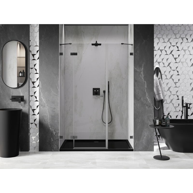 Mexen Lunar porte de douche pivotante gauche 140 cm, transparent, gris canon brossé - 834S-140-050-66-00-L