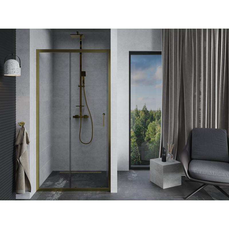 Mexen Apia porte de douche coulissante 115 cm, transparent, dorée - 845-115-000-50-00