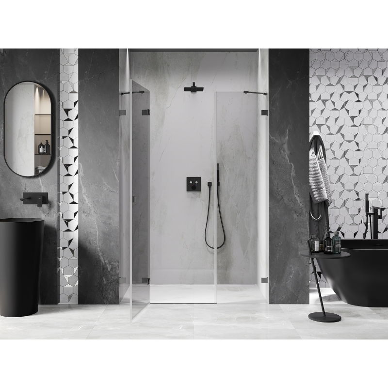 Mexen Lunar porte de douche pivotante gauche 150 cm, transparent, gris canon brossé - 834S-150-050-66-00-L
