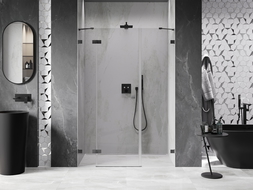Mexen Lunar porte de douche pivotante gauche 155 cm, transparent, gris canon brossé - 834S-155-050-66-00-L