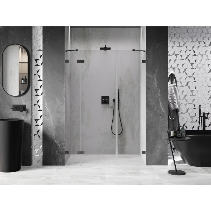 Mexen Lunar porte de douche pivotante gauche 160 cm, transparent, gris canon brossé - 834S-160-050-66-00-L