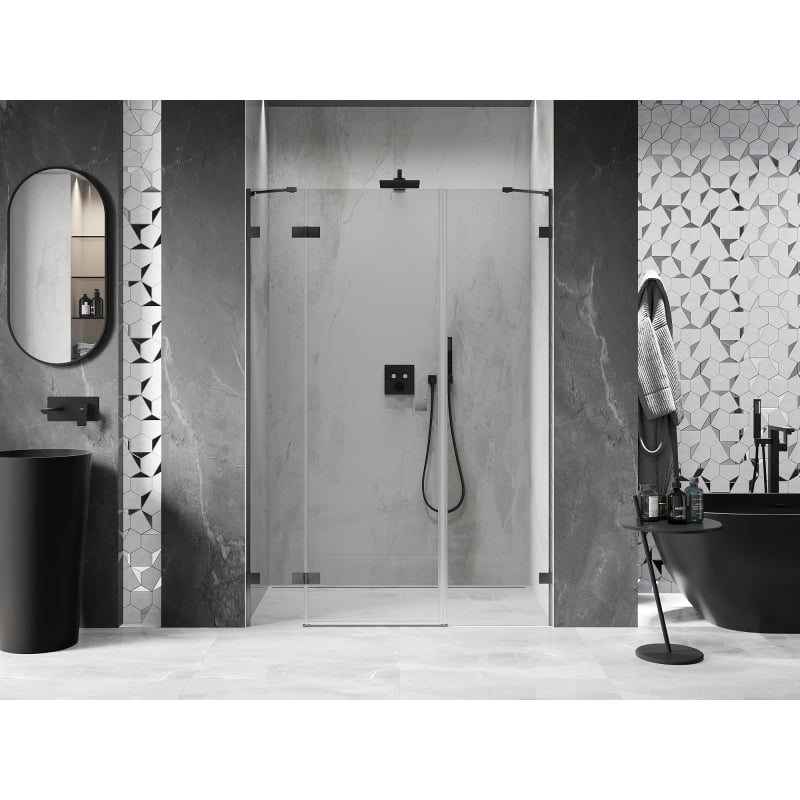 Mexen Lunar porte de douche pivotante gauche 160 cm, transparent, gris canon brossé - 834S-160-050-66-00-L