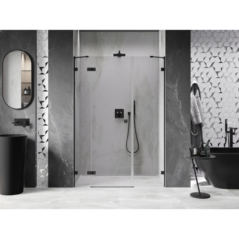 Mexen Lunar porte de douche pivotante gauche 120 cm, transparent, noir - 834S-120-050-70-00-L