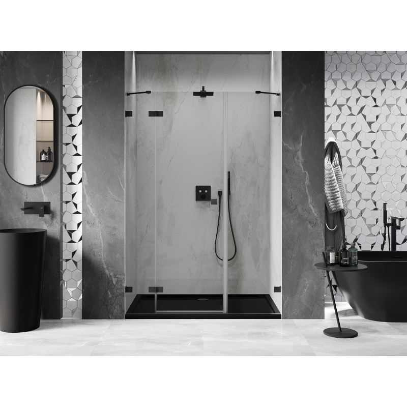 Mexen Lunar porte de douche pivotante gauche 130 cm, transparent, noir - 834S-130-050-70-00-L