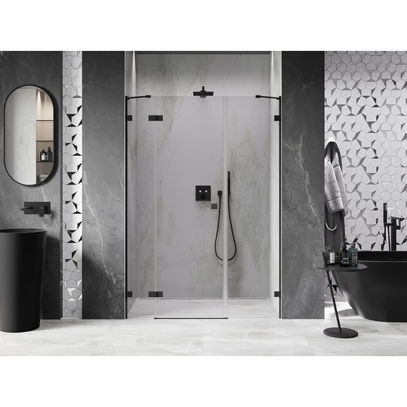 Mexen Lunar porte de douche pivotante gauche 130 cm, transparent, noir - 834S-130-050-70-00-L