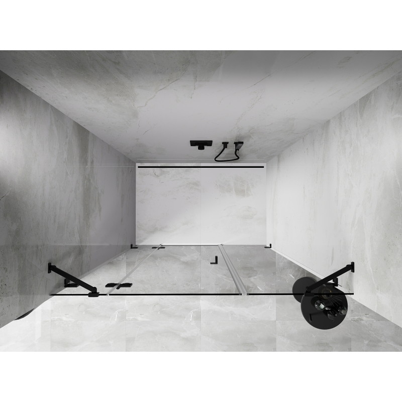 Mexen Lunar porte de douche pivotante gauche 135 cm, transparent, noir - 834S-135-050-70-00-L