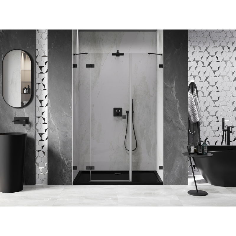 Mexen Lunar porte de douche pivotante gauche 140 cm, transparent, noir - 834S-140-050-70-00-L