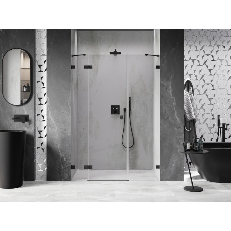 Mexen Lunar porte de douche pivotante gauche 145 cm, transparent, noir - 834S-145-050-70-00-L