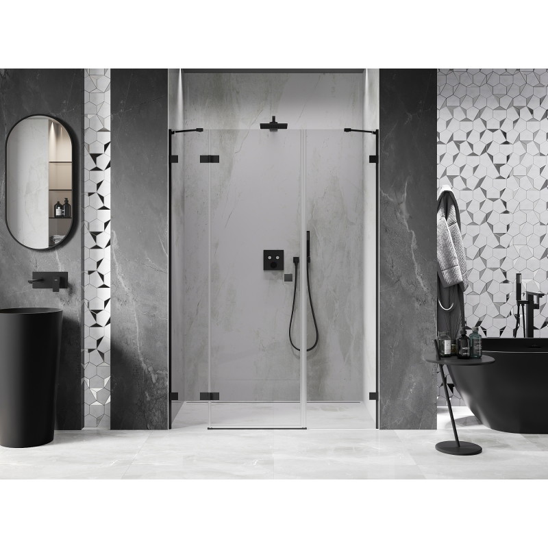 Mexen Lunar porte de douche pivotante gauche 150 cm, transparent, noir - 834S-150-050-70-00-L