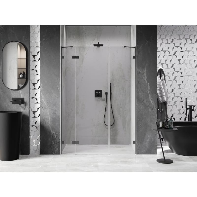 Mexen Lunar porte de douche pivotante gauche 120 cm, transparent, métal canon - 834S-120-050-95-00-L