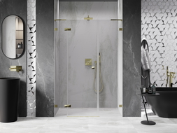 Mexen Lunar L porte de douche pivotante gauche 155 cm, transparent, doré - 834SL-155-050-50-00-L