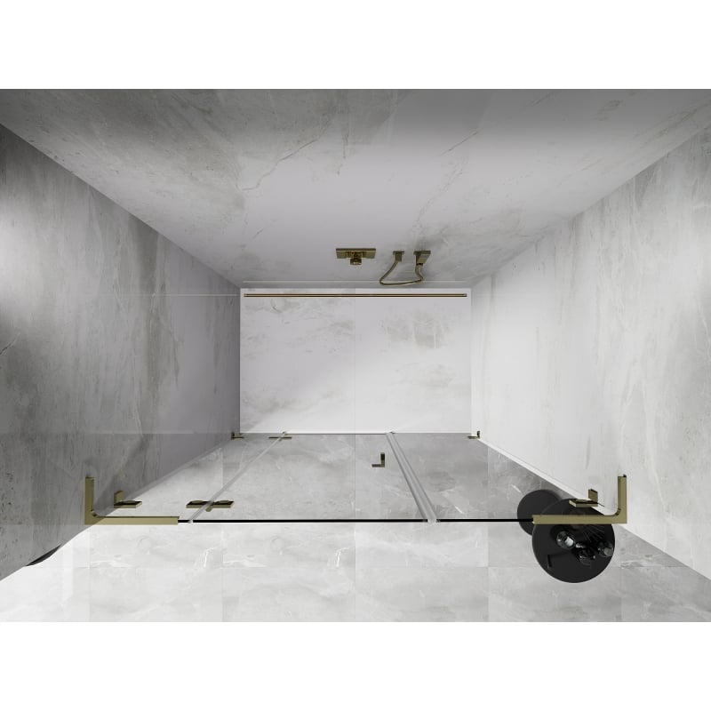 Mexen Lunar L porte de douche pivotante gauche 160 cm, transparent, doré - 834SL-160-050-50-00-L