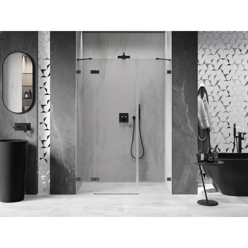 Mexen Lunar porte de douche pivotante gauche 145 cm, transparent, gun metal - 834S-145-050-95-00-L