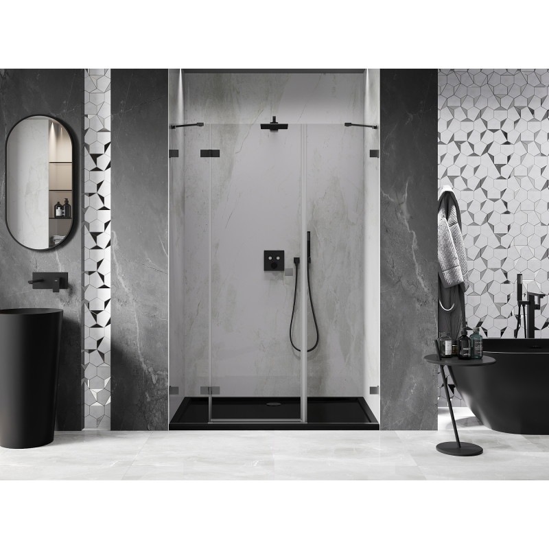 Mexen Lunar porte de douche pivotante gauche 145 cm, transparent, gun metal - 834S-145-050-95-00-L