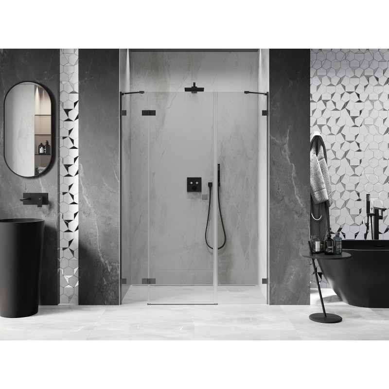 Mexen Lunar porte de douche pivotante gauche 145 cm, transparent, gun metal - 834S-145-050-95-00-L