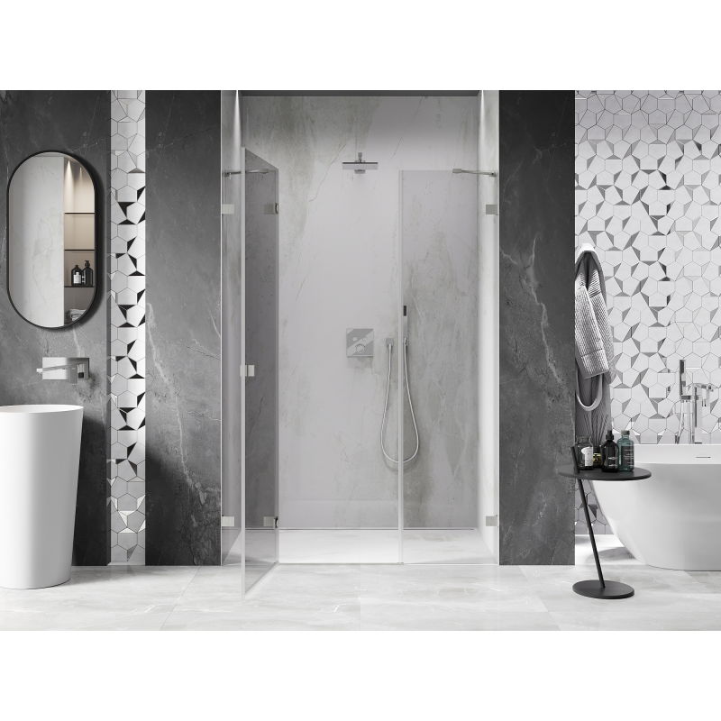 Mexen Lunar porte de douche pivotante gauche 125 cm, transparent, nickel brossé - 834S-125-050-97-00-L